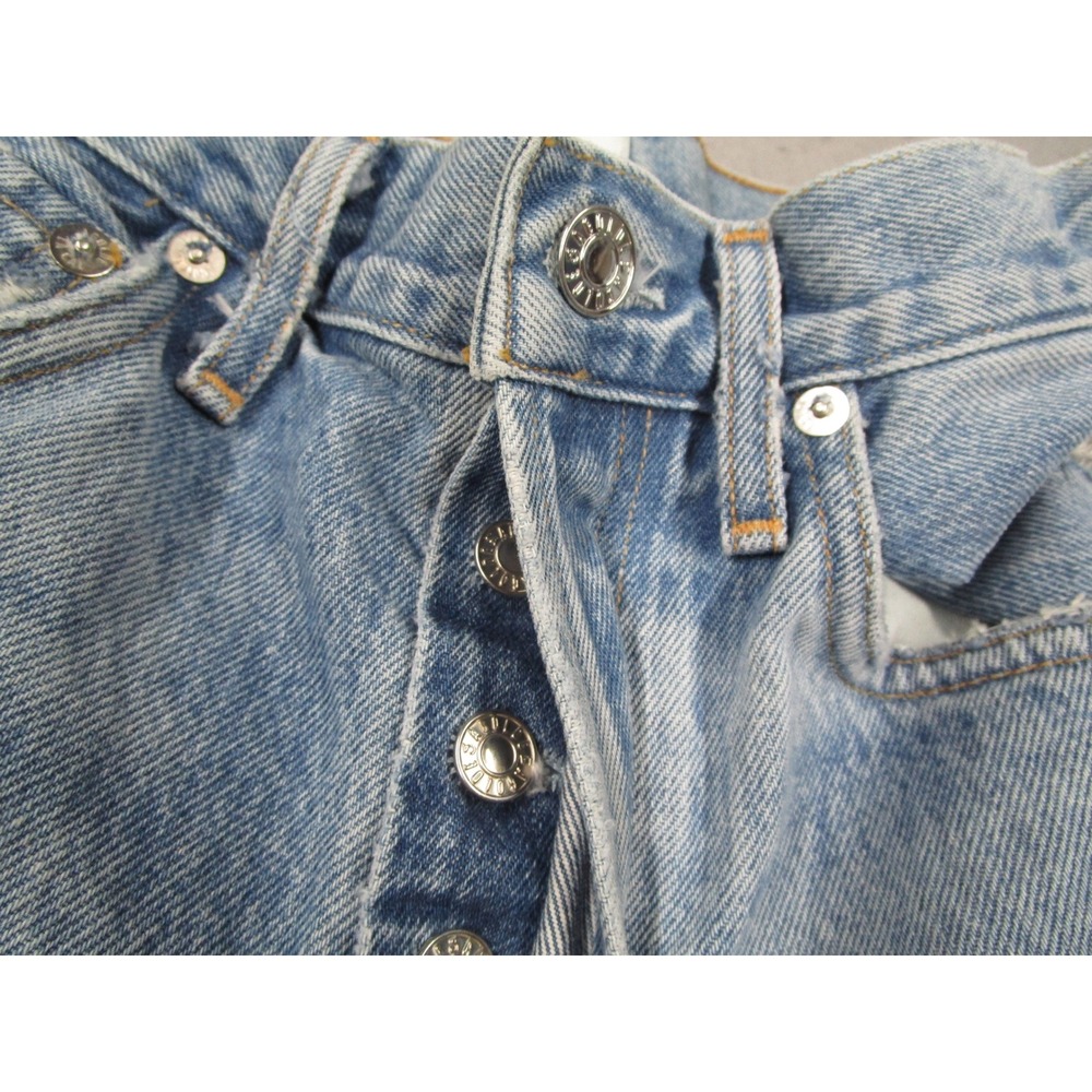 AGOLDE Womens 90s Mid Straight Distressed Button Fly Jeans Light Wash Size 24 - Picture 6 of 13